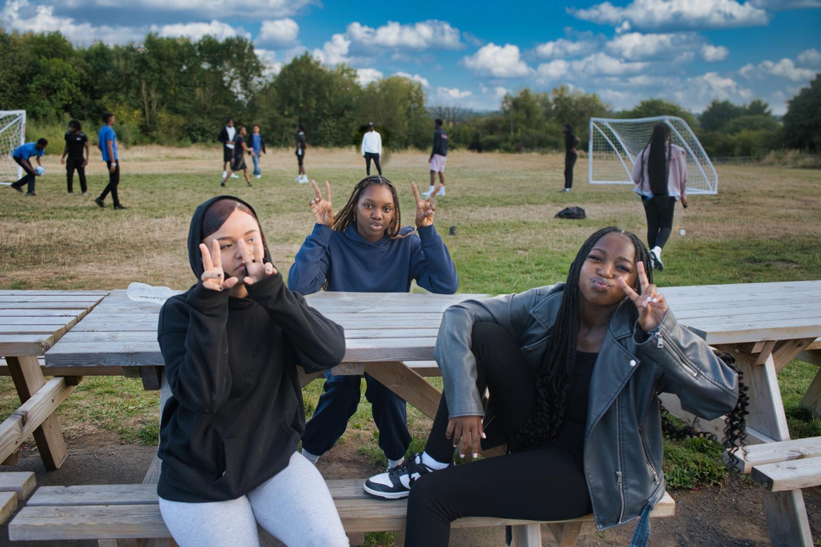 Young people spending time together outdoors